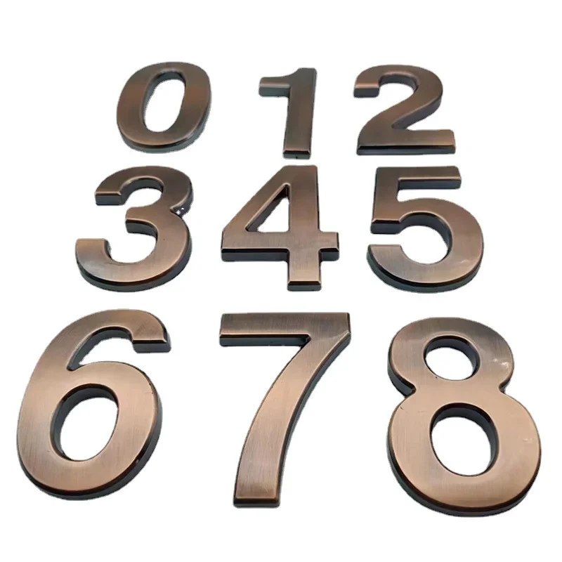 Door Signs Adhesive Backed 10cm Bronze House Numbers Stickers Acrylic ABS Hotel Room Decor Personalized