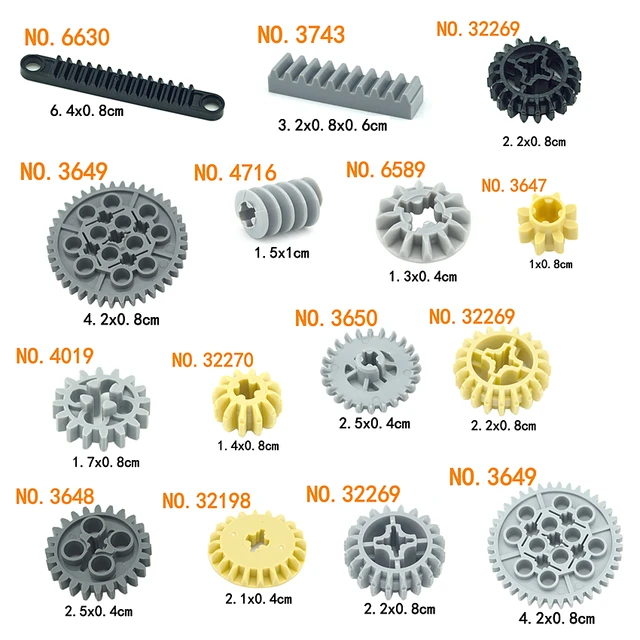 MOC Technical Gear Axle Bricks Parts Worm Rack Conector Train Car Crane Model Compatible 92693 3743 62821 Assembles Particles 2
