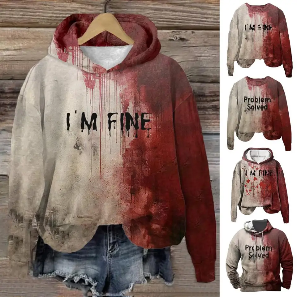 Herren Kapuzenpullover Mit Blutspritzer-Muster – Oversize Hoodie Für Halloween, Streetwear, Lässiger Style