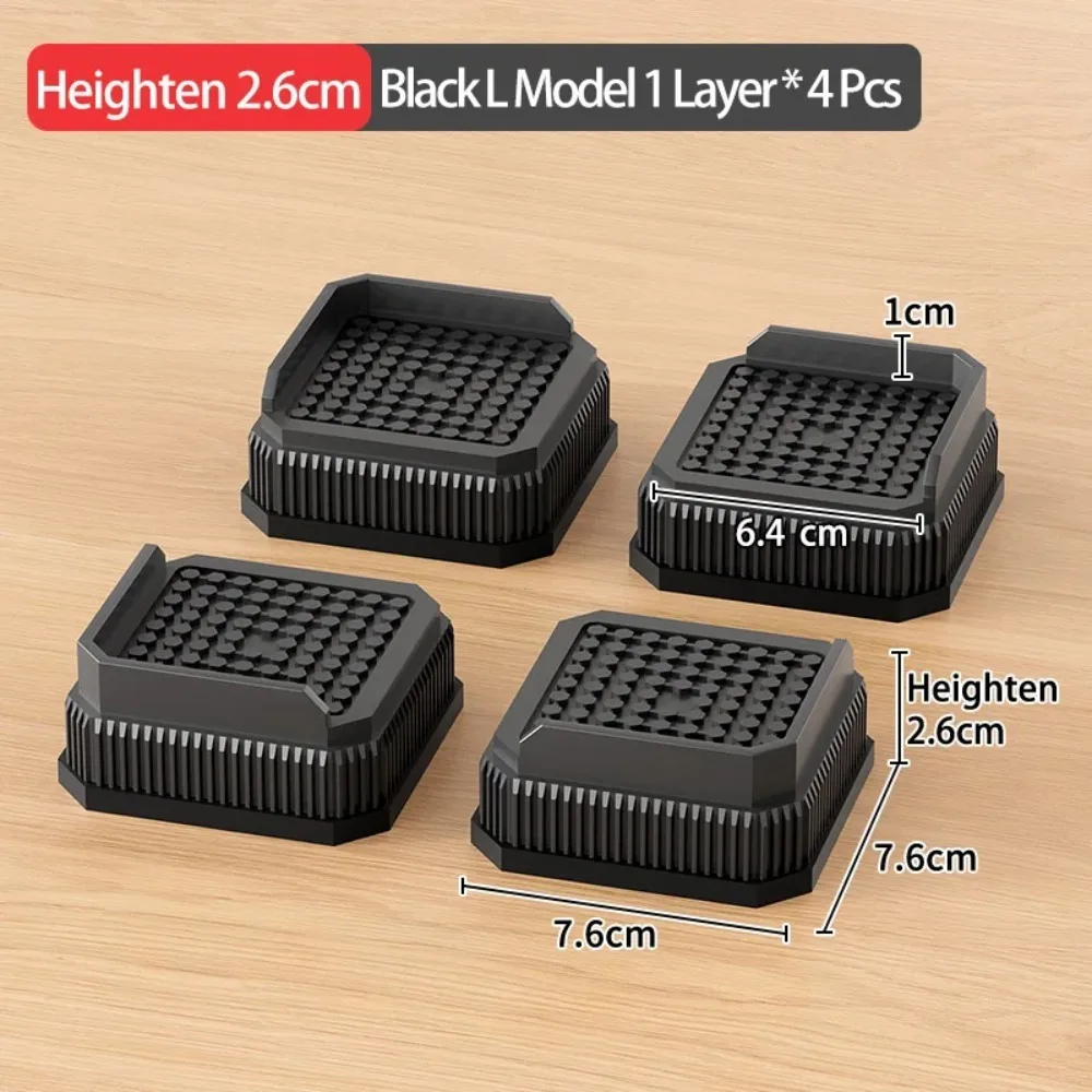 Heavy-Duty Adjustable Furniture Risers with Triple Anti-Slip Design
