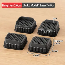 Heavy - Duty Adjustable Furniture Risers with Triple Anti - Slip Design (Black S 4PCS)