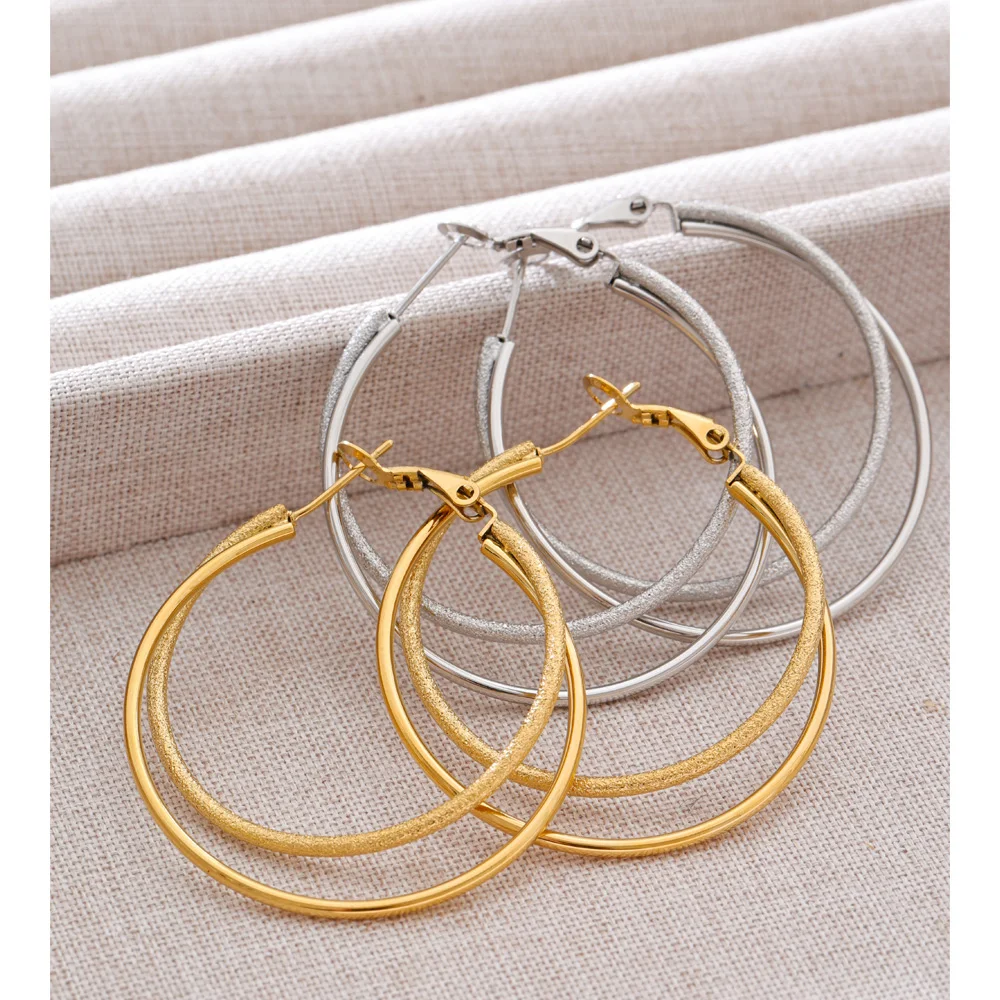 Yhpup Round Hoop Earrings Stainless Steel Daily Use