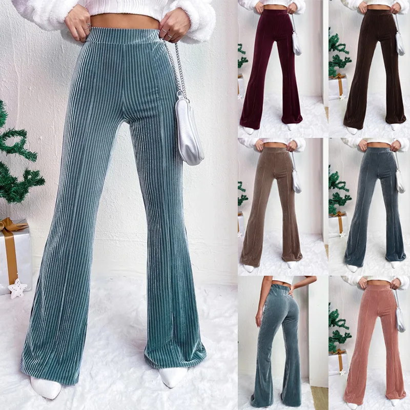 Corduroy Wide Leg Flared Pants for Women Spring Autumn