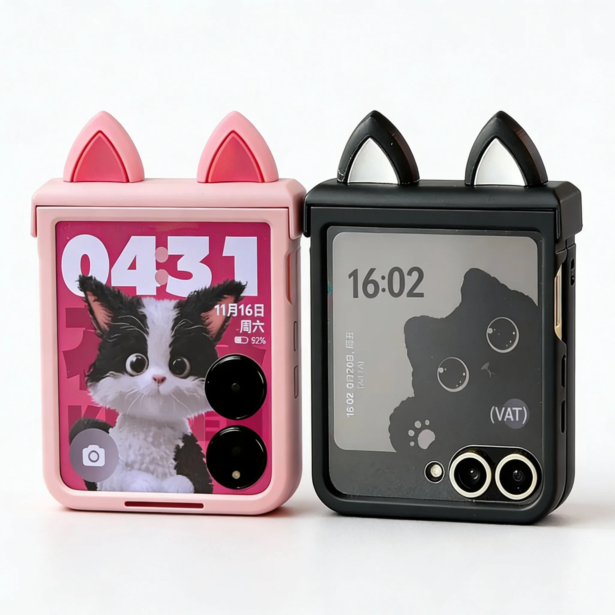 Cute Cat Ears Hinge Phone Case with Ultra Cover Design