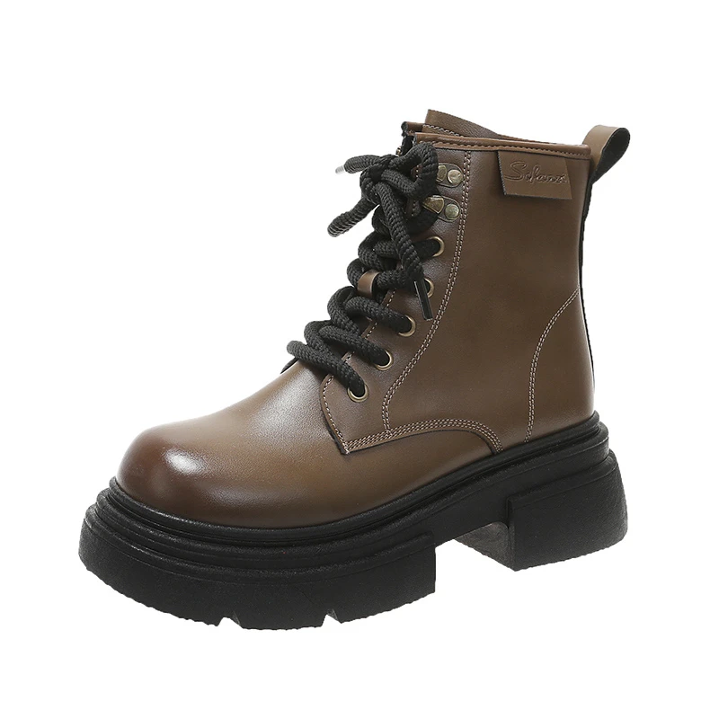 Shoes for Women 2023 High QualityCross-tied Women's Boots Fashion Color Matching Casual Boots Women New Side Zipp Ankle Boots