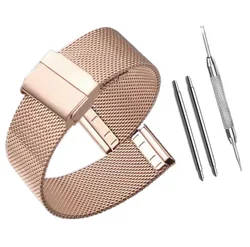 Elegant Milanese Mesh Stainless Steel Watch Band Bracelet - Available in Multiple Colors - 20mm (Rose)