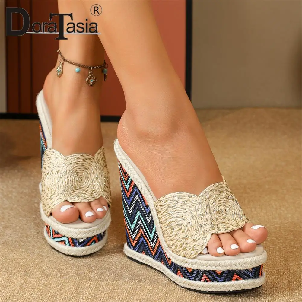 Brand New Ladies Platform Summer Slides Fashion Mixed Color Wedges High Heels women's Slippers Party Vacation Sandal Woman Shoes