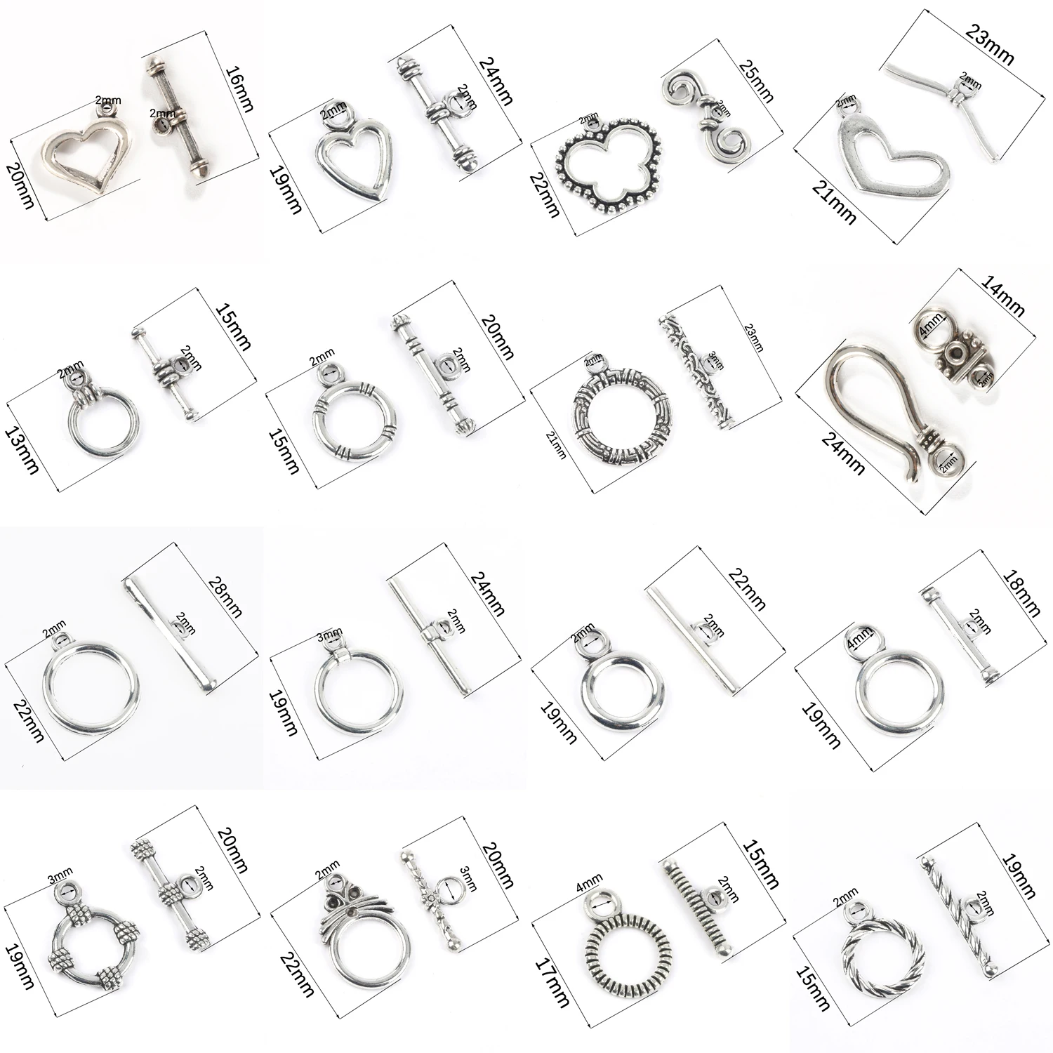 20Sets Silver Color OT Clasp Connector Toggle Clasps Buckle For Jewelry Making DIY Bracelet Necklace Accessories
