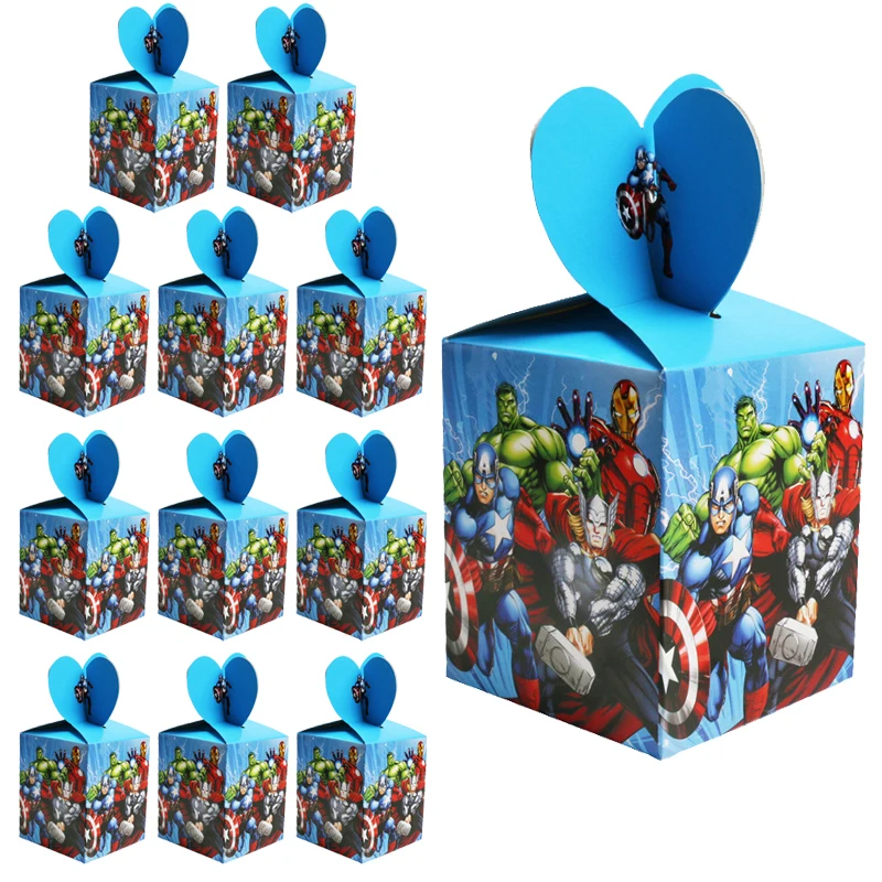

12pcs Hulk Iron Candy Boxes Party Gift Boxes Kids Party Favor Baby Shower Decoration for Boys Captain Birthday Party Supplies