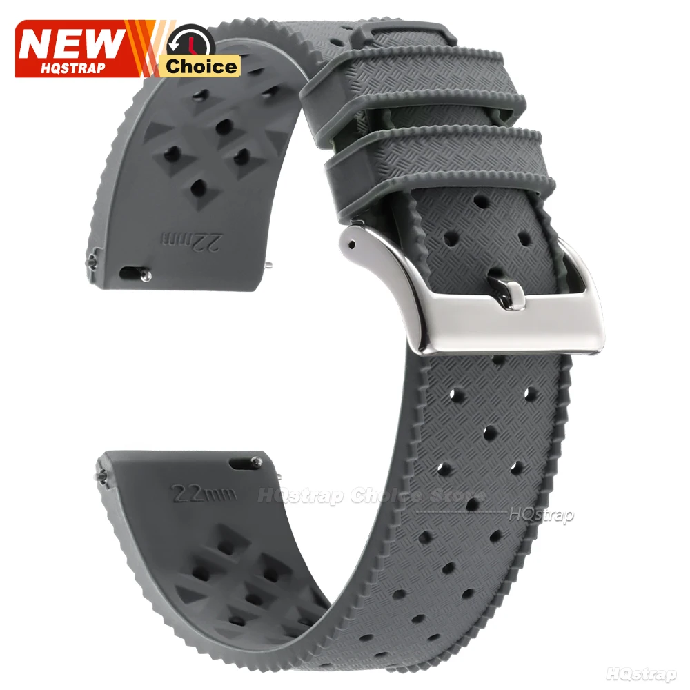 Tropical Rubber Waterproof Silicone Watch Strap with Solid Pin Clasp