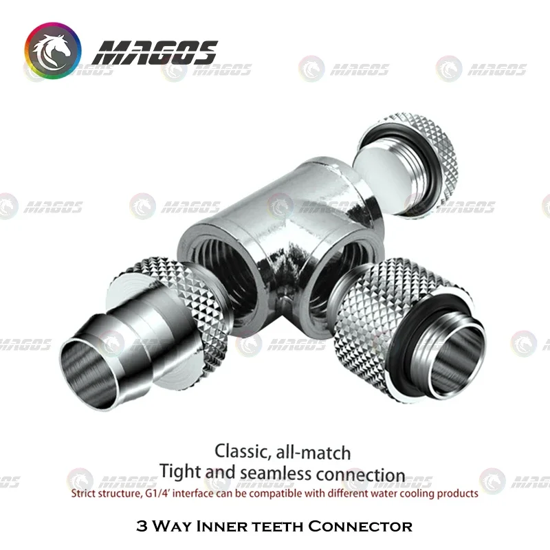 컴퓨터 호스 파이프 커넥터 수냉 시스템 피팅, 3 웨이 암 G1/4 스레드 T 모양 물 스플리터 