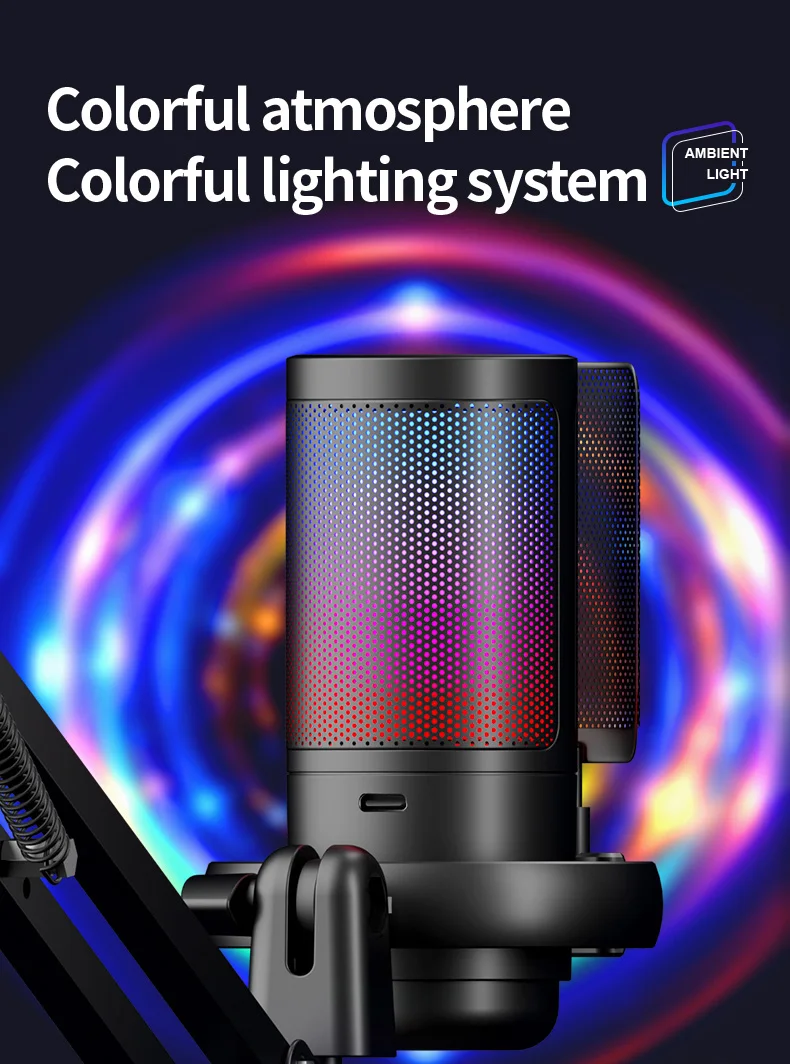 Rgb-Gaming-Mikrofon Mit Sprachausgleich Und Geräuschunterdrückung, Studio-Usb-Computer-Kondensatormikrofon Für Streaming/Aufnahme/Disc-Produktion S4357029415D74F51B7F92D6E046C0D8Df