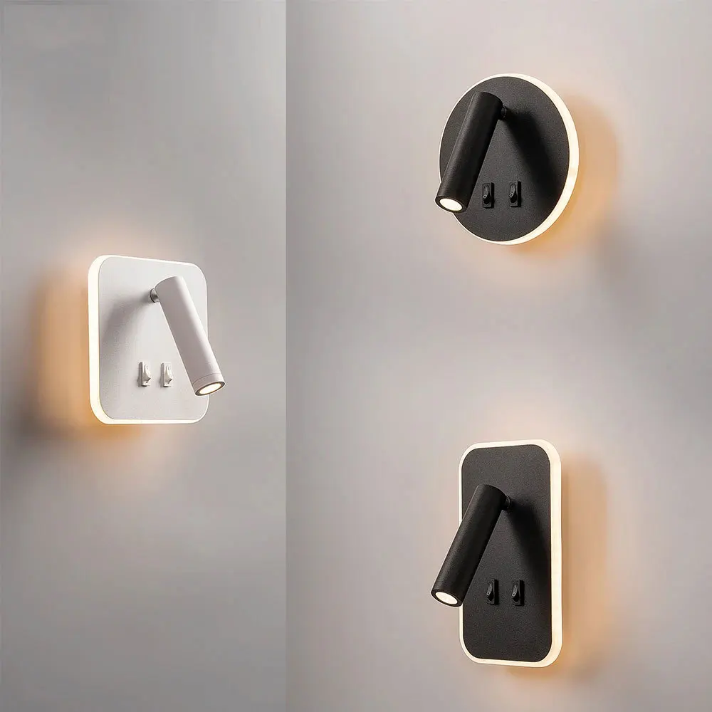 

Simple Led Wall Light 350-degree Rotating Adjustable Wall Lamp Bedroom Bedside Wall Light With Switch Home Indoor Lighting Lamps