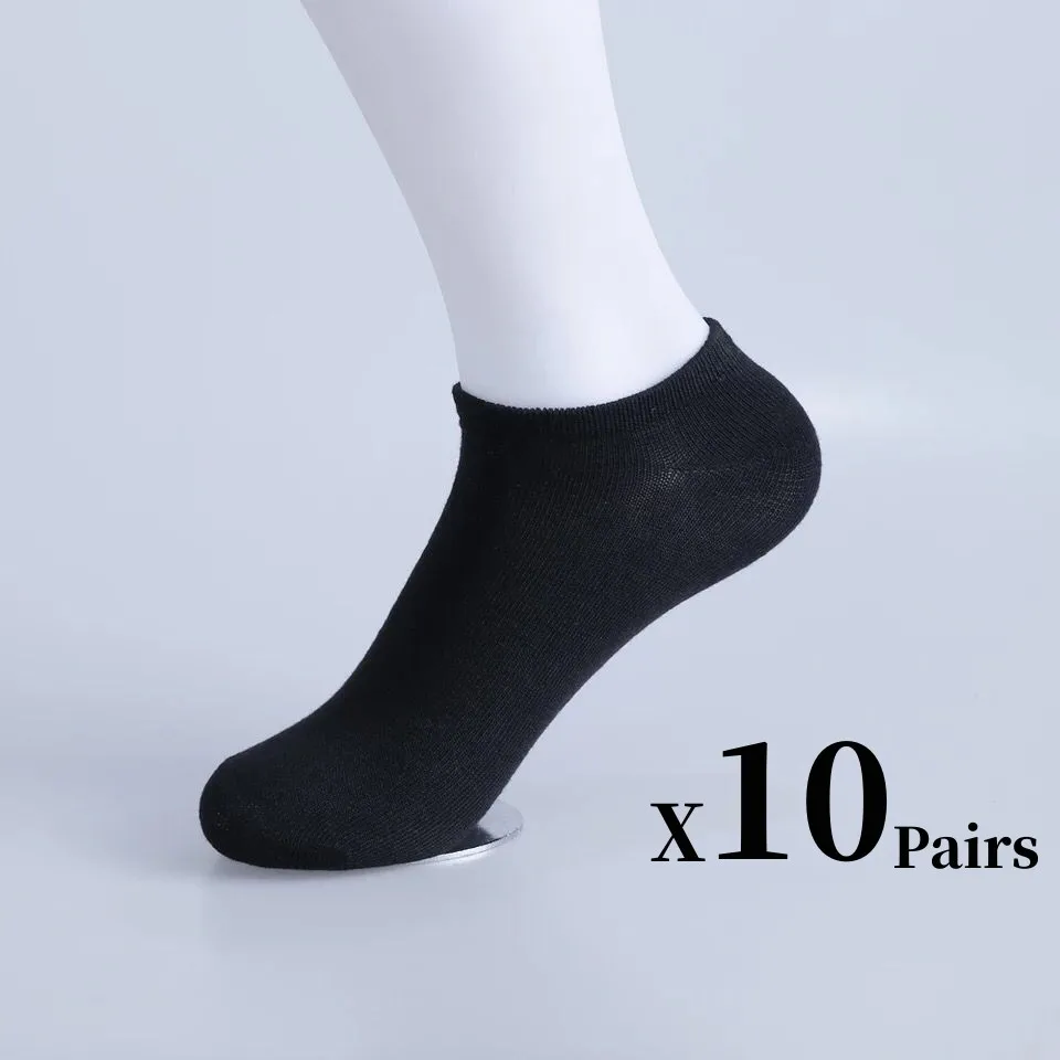 10Pairs/الرجال الجوارب مريحة منخفضة العلوي الجوارب مرونة عالية أسود بلون عادية تنفس الأعمال لينة الجوارب EU37-44
