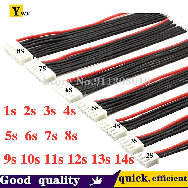 IMAX B6 커넥터용 Lipo 배터리 밸런스 충전기 케이블, 플러그 와이어, 22AWG 실리콘 와이어, 암 10 cm, 20 cm, 30cm, 2S, 3S, 4S, 5S-13S, 로트 당 1 개