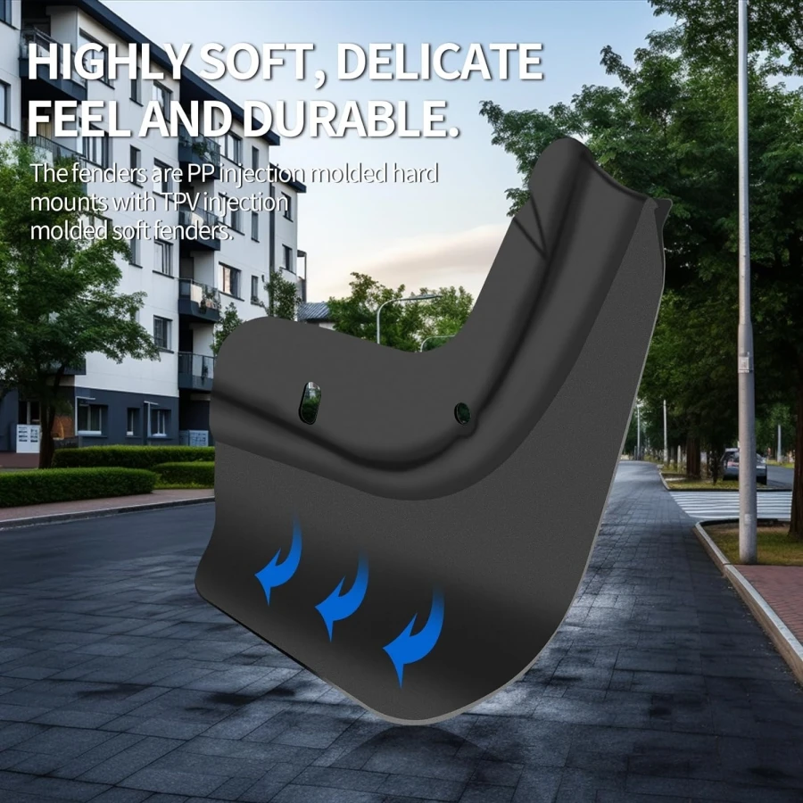 Garde-boue Auto Sans Perçage Kit 4 Garde-boue Spigen Pour Tesla Model Y - Lot De 4, Protection Anti-éclaboussures, Motif Carbone Carplay Tesla Model Y