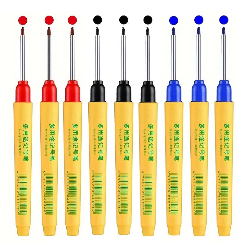 3Pcs/set 1.0mm Red Blue Black Long Head Marking Pen Woodworking Decoration Deep Hole Waterproof Pen Multi-Purpose Marking Tool multifunction pen deep hole marker pen