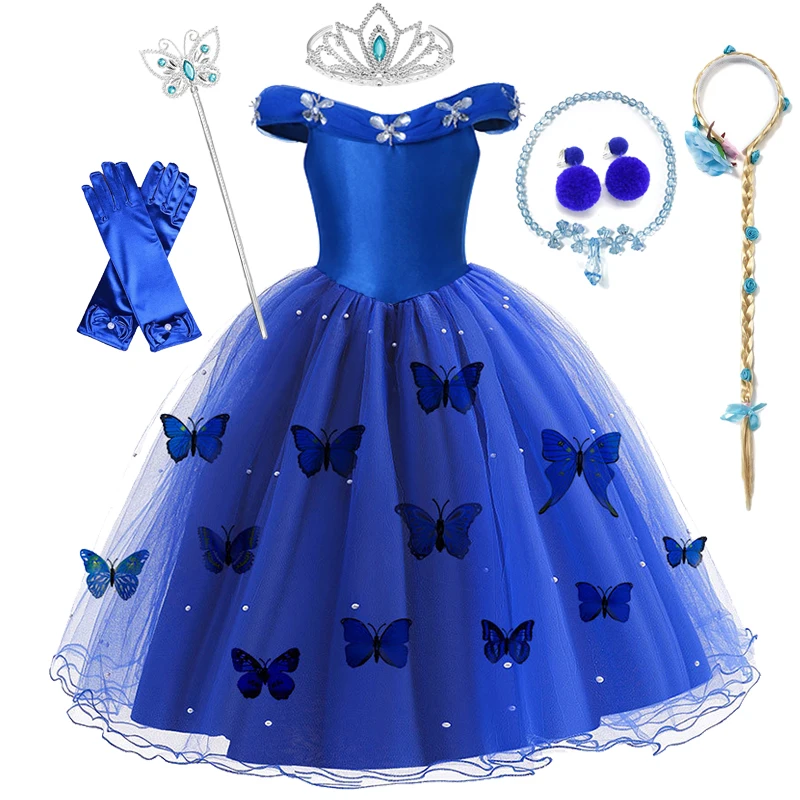

Kids Princess Fancy Cinderella Dress Up Halloween Costume Butterfly Ball Gown Birthday Party Cosplay Outfits for Baby Girls