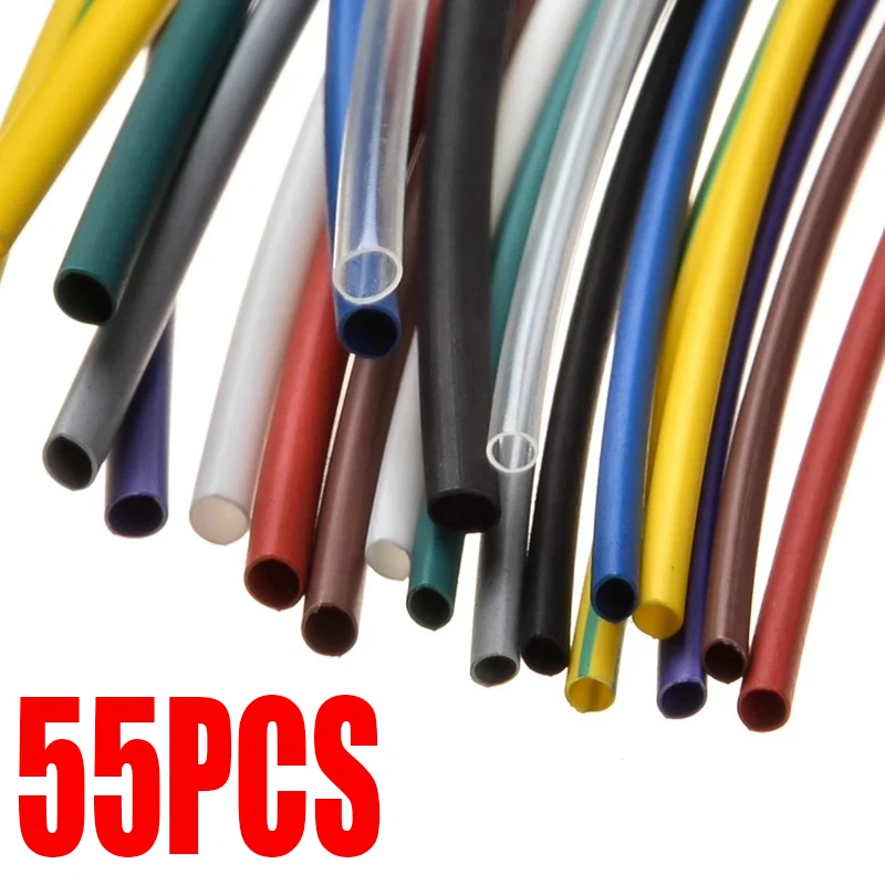 55pcs5SizesPolyolefinHeatShrinkTubingInsulationShrinkingTube