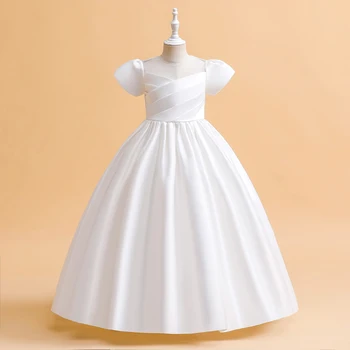 Elegant Bridesmaid Dresses For Girls Wedding Party Gown White First Communion Ceremony Long Evening Dress Kids Summer Clothes 1