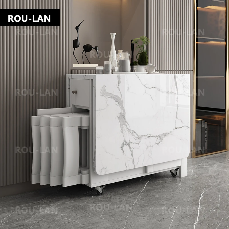 Fashion White Folding Dining Table Furniture Multifunctional Rectangle Movable Dining Table and Folding Chairs folding dining table