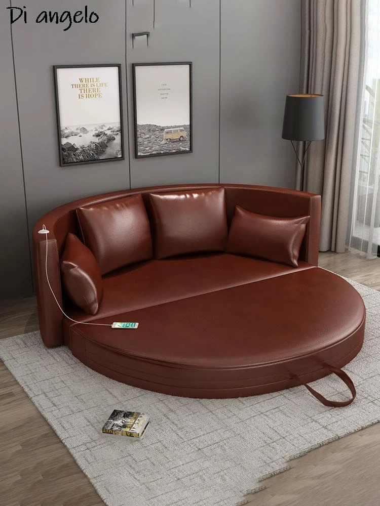 European Technology Cloth Sofa Round Bed Double Arc Modern Small
