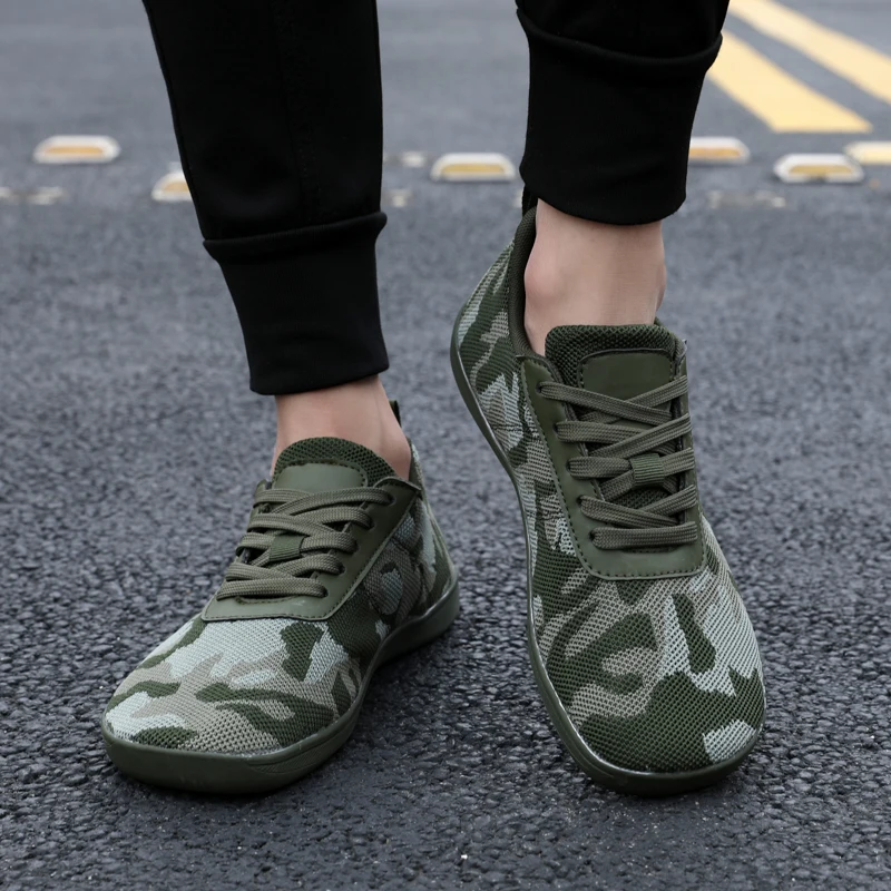 Men Wide Barefoot Sneakers Outdoor Minimalist Shoes Wide Toe Camo Casual Walking Running Exercise Sport Tennis