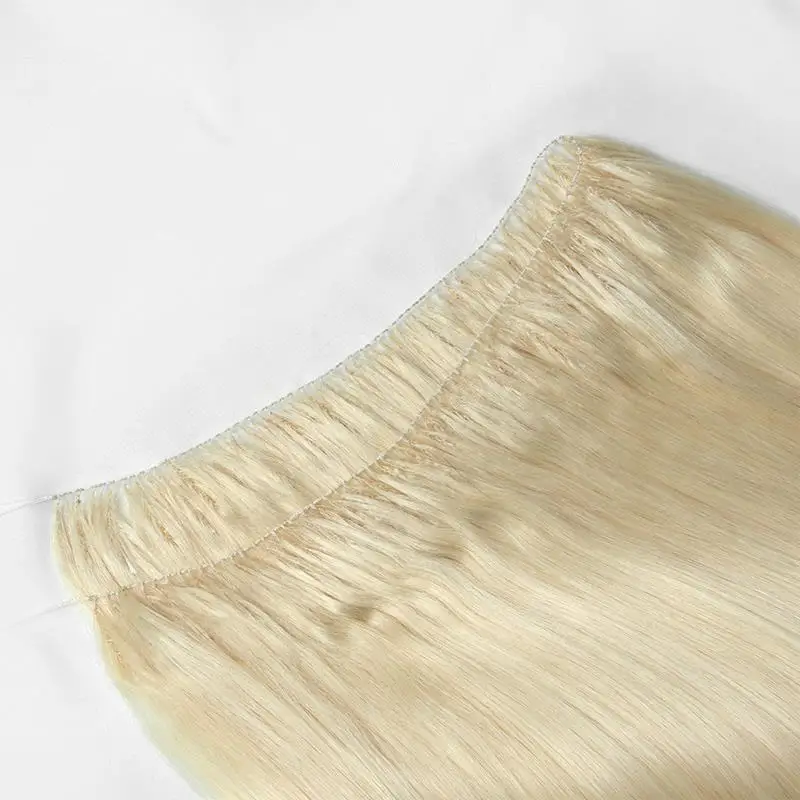 Human Hair Extensions Invisible Feather Tip Straight Blonde 50cm 120strands