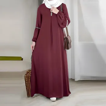 Fashion Long Sleeve Muslim Maxi Dresses For Women Saudi Arabia Dubai Abaya Party Casual Sequin Dress Casual Moroccan Kaftan