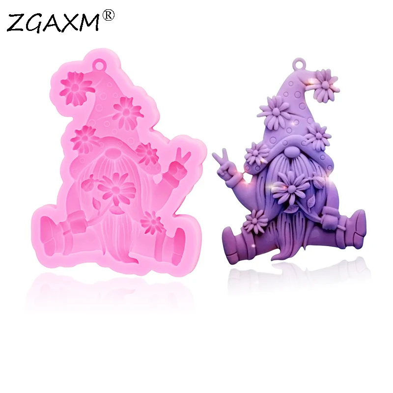 

LM 342-DIY Christmas Daisy Dwarfs Keychain earrings Silicone Mold Cake Chocolate Mold epoxy Flexible Polymer Clay Silicone Mold