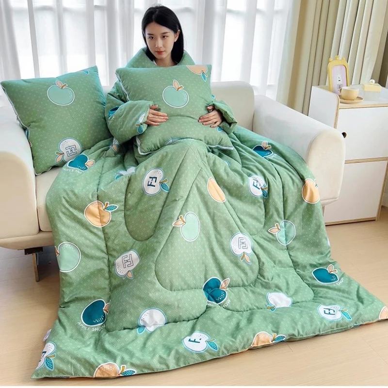 

New Lazy Throw Pillow Quilt Can Be Worn With Sleeves Warm Shoulder Pads Cold Winter Sleeves Quilt Children Anti-kick Cover Quilt