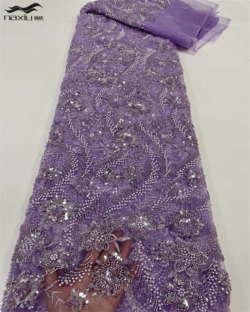 

Роскошные нигерийские бусины ручной работы Madison, кружевная ткань 2023, высококачественные блестки, вышивка бисером, африканская французская кружевная ткань