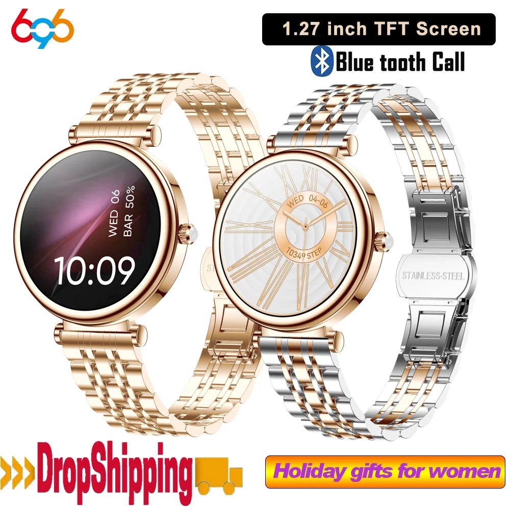 

New Women Fashion 1.27" Blue Tooth Call Smart Watch Sports Fitness Heart Rate Health Lady Smartwatch Waterproof Music Watches