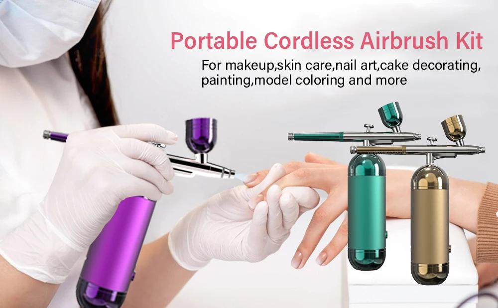 Portable Airbrush For Model Nail Tattoo Cake Decorating Oxygen Spa  Treatment Mist 0.3mm Nozzle Spray High Pressure For Deep Skin