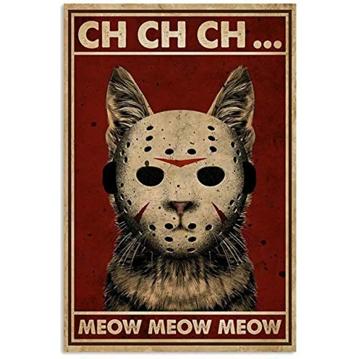 

Horror Jason Cat Meow Metal Poster Wall Decor for Him Country Home Decor Vintage Tin Sign Wall Art Sign 1
