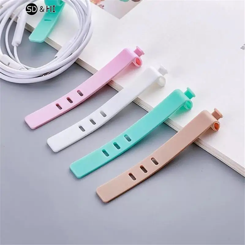 

Silicone Data Cable Organizer Headphone Cord Finishing Buckle Wrap Tie Strap