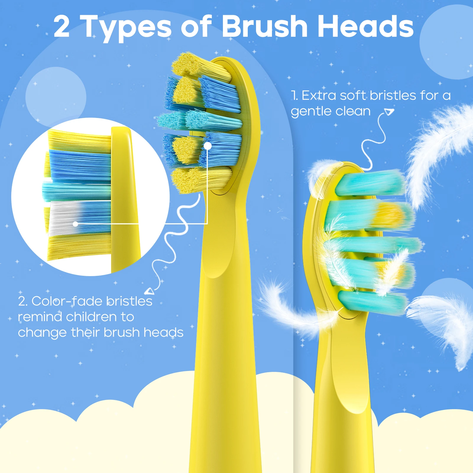 Kids Electric Toothbrush Seago Kids Electric Toothbrush for 6+Years 5 Modes Rechargeable IPX7 Waterproof Power Sonic Toothbrush Replacement Head SG-2303