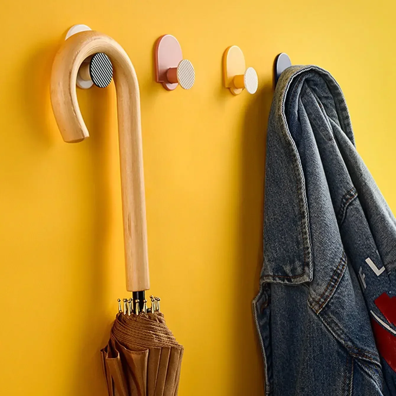 4pcs Adhesive Wall Hooks Easy Install for Hanging Hats in Bathroom Kitchen