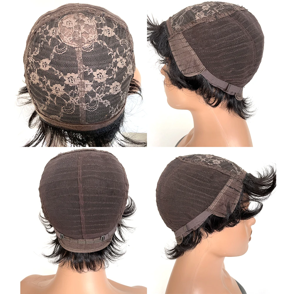 Short Wavy Bob Wig With Bangs Brazilian Hair Wigs For Women Human Hair Glueless Red Full Machine Made Cheap Human Wigs
