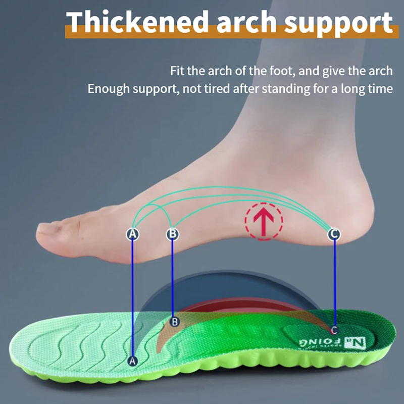 1pair Comfort Sport Breathable Insoles for Shoes Sole Rubber Cushion Running Shock-Absorbant Deodorization Soft Pad_voghion.com