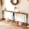 2 Pack Narrow Sofa Table with Charging Station, 39.4" L X 5.9" W X 29" H, Skinny Console Table, Long Entryway Table, Hallway 3