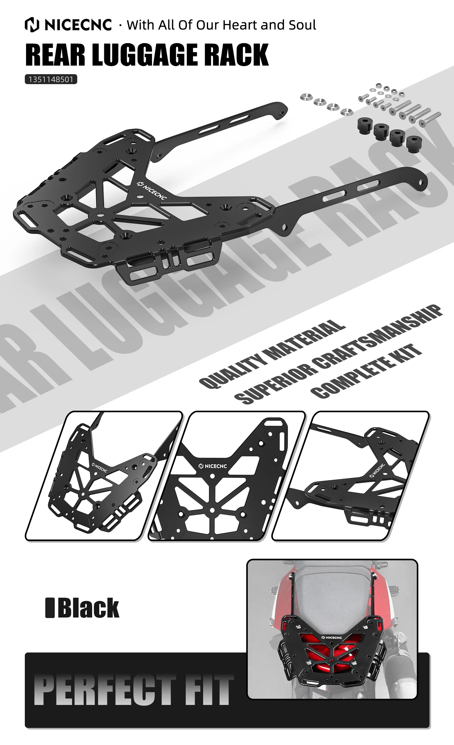 NICECNC Für Yamaha Tenere 700 Gepäckträger Top Case Halterung Fracht Rack Für Yamaha Tenere 700 2019-2024 2020 2021 2022 2023 – Detail 1
