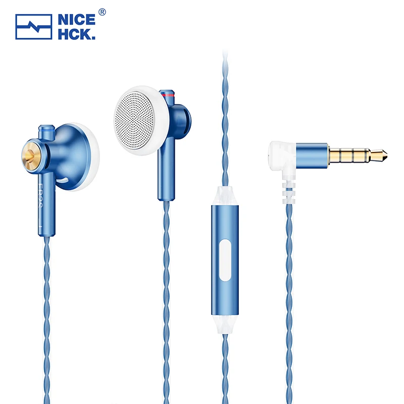 NiceHCK 밸런스드 플러그 베이스 보컬 음악 이어폰, 플랫 헤드 이어버드, 다이나믹 하이파이 유선 마이크 헤드셋, EB2S PRO, 3.5mm, 4.4mm, 15.4mm