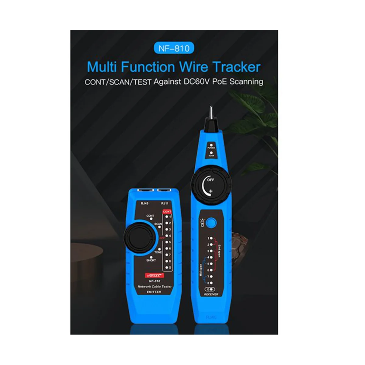 NOYAFA NF-810 Network Cable Tester Network Tracker RJ11 RJ45 Telephone Wire Checker Anti-Interference Line Finder
