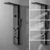 Black Shower Panel Tower System LED Light Shower Tower with Large Area Body Jet Massage Shower Fixtures with LCD Temperature 4