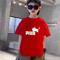Ensemble t-shirt et short décontracté rouge pour garçons et filles, imprimé lapin, tenue tendance pour enfants et adolescents, hauts à manches courtes et shorts, 2 pièces 3