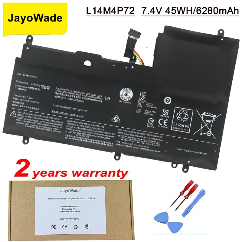 

JayoWade New L14S4P72 Laptop Battery for Lenovo Yoga 3 14 Yoga 700 14ISK Series Yoga3 14-IFI Yoga 3 14-ISE L14M4P72 7.5V 6230mAh