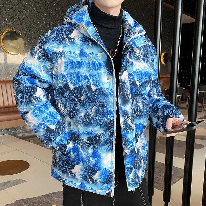 Winter Men Parka Fashion Mens Cotton Thick Jackets Parkas Male Casual PU Patchwork Design Outerwear Coats Clothing YA745