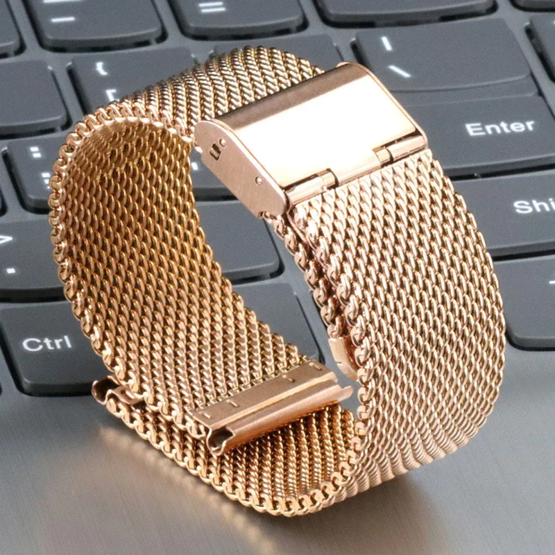 18Mm 20Mm 22Mm 24Mm Cinturino Milanese Loop 1.0Mm Mesh 3.0 Cinturino Intrecciato Per Seiko Per Bracciali Dw Cinturino Di Ricambio In Oro