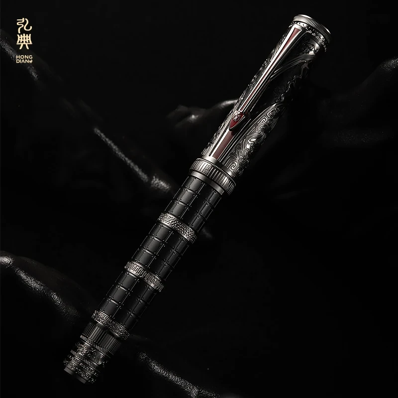 Hongdian D5S Qin 컨버터 만년필, 다이너스티 시리즈, 엑스트라 파인/파인 롱 나이프 펜촉, 절묘한 레트로 필기 각인 선물